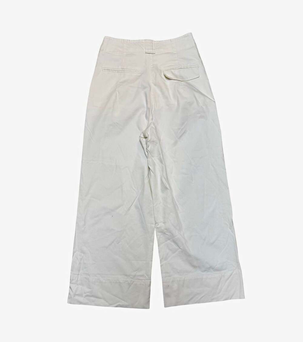BR White Solid Wide-Leg Ankle Pants Womens Size 4 Cotton Modal Stretch